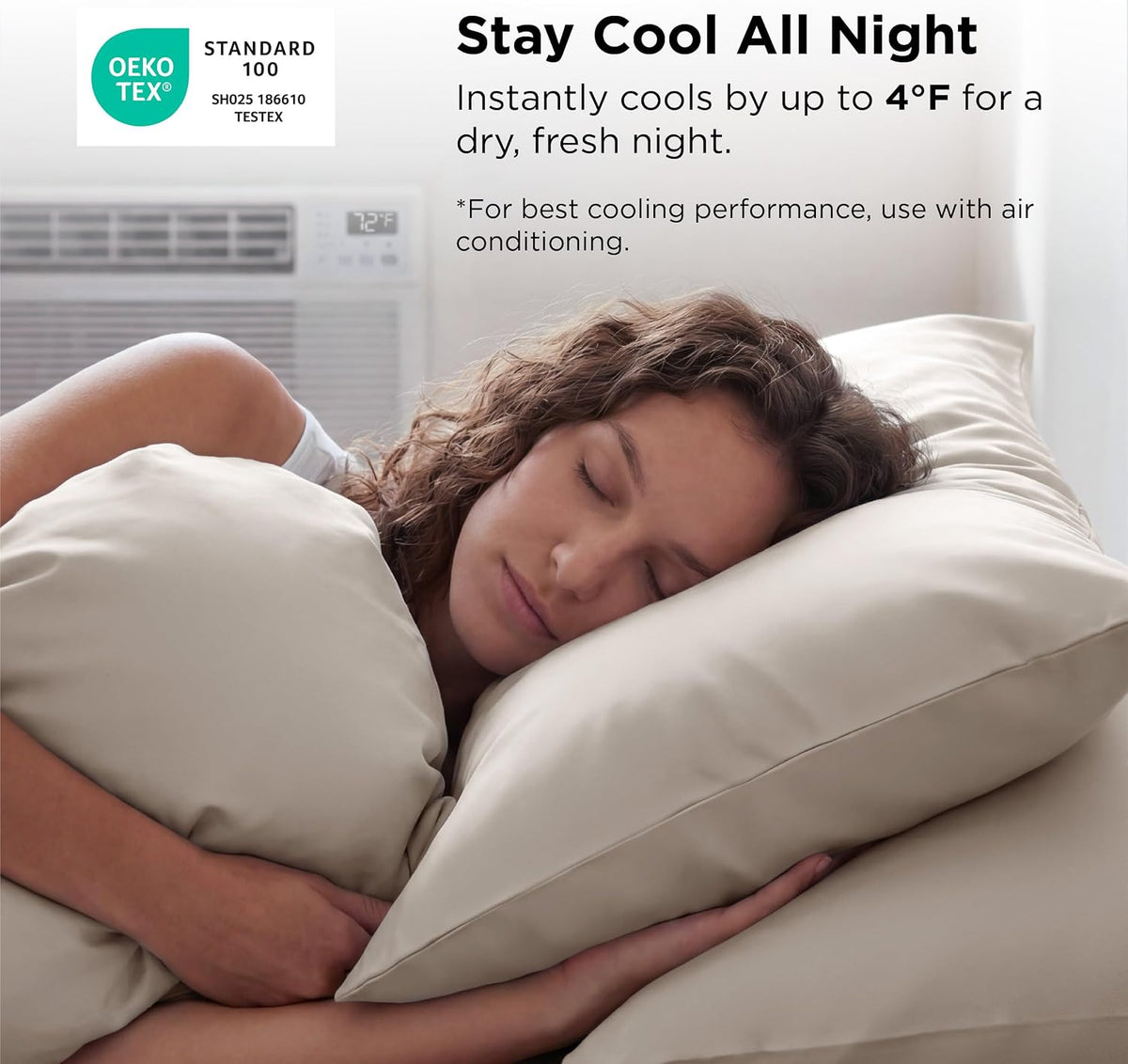 Cooling Pillow Cases Queen Size Set of 2 for Hot Sleepers, Grey