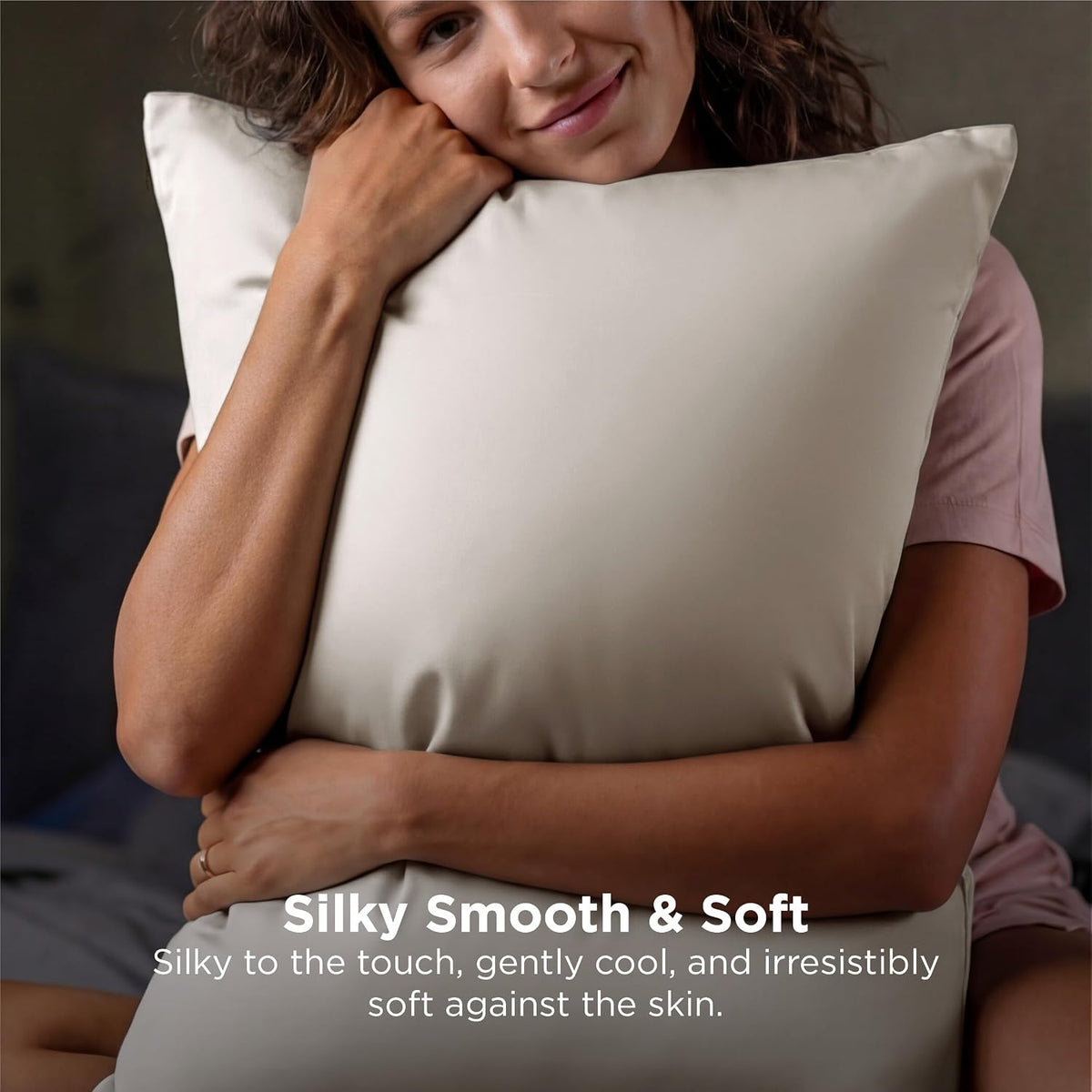 Cooling Pillow Cases Queen Size Set of 2 for Hot Sleepers, Grey