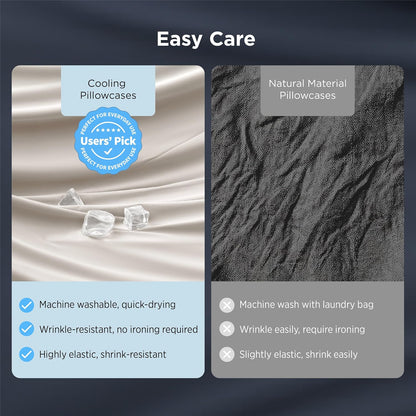 Cooling Pillow Cases Queen Size Set of 2 for Hot Sleepers, Grey