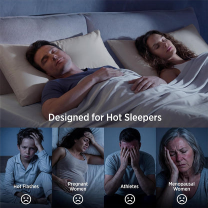 Cooling Pillow Cases Queen Size Set of 2 for Hot Sleepers, Grey