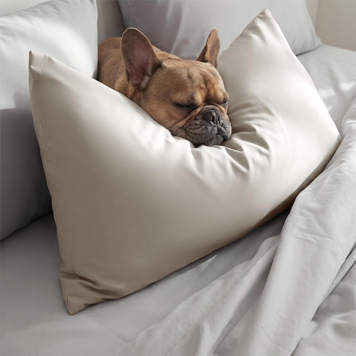 Cooling Pillow Cases Queen Size Set of 2 for Hot Sleepers, Grey