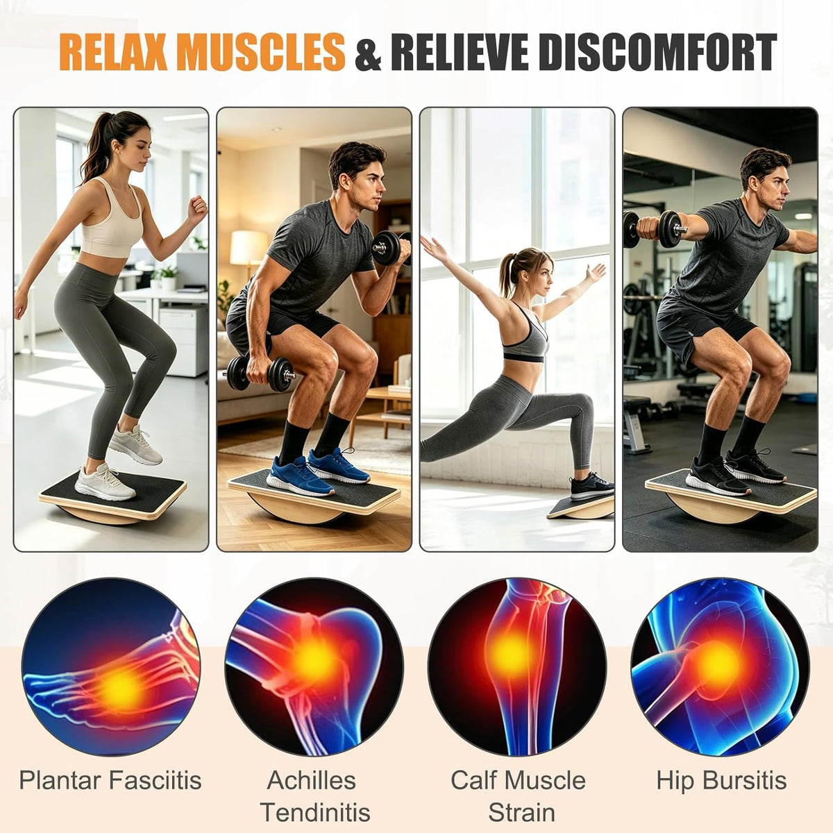 Wooden Wobble Balance Board, Anti-Slip Rocker Board for Core Strength and Balance Training, 350LBS Capacity for Home Gym Office