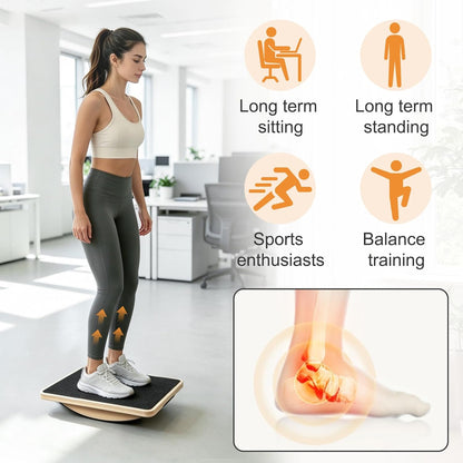 Wooden Wobble Balance Board, Anti-Slip Rocker Board for Core Strength and Balance Training, 350LBS Capacity for Home Gym Office