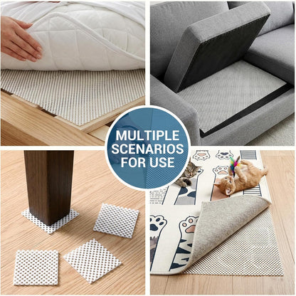 Non Slip Rug Pad Gripper for Hardwood Floors, 4x6 FT Anti Slide Rug Underlay, Eco Safe Odor Free, Cushioned Floor Protector, Cut-to-Size Multi-Purpose Pad