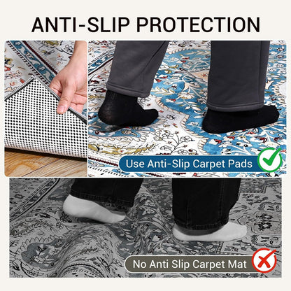 Non Slip Rug Pad Gripper for Hardwood Floors, 4x6 FT Anti Slide Rug Underlay, Eco Safe Odor Free, Cushioned Floor Protector, Cut-to-Size Multi-Purpose Pad