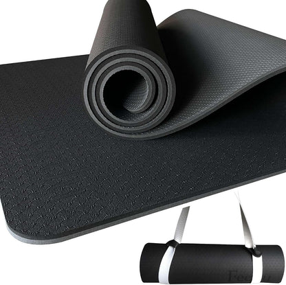 Extra Thick Yoga Mat with Carry Strap, 10mm Non-Slip Exercise Mat, 72 x 24 Inch Cushioned Workout Mat for Yoga, Pilates, Stretching & Floor Exercises