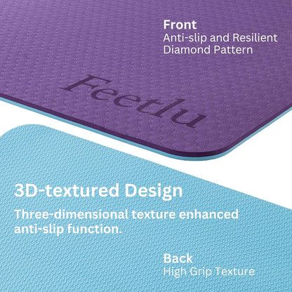 Extra Thick Yoga Mat with Carry Strap, 10mm Non-Slip Exercise Mat, 72 x 24 Inch Cushioned Workout Mat for Yoga, Pilates, Stretching & Floor Exercises