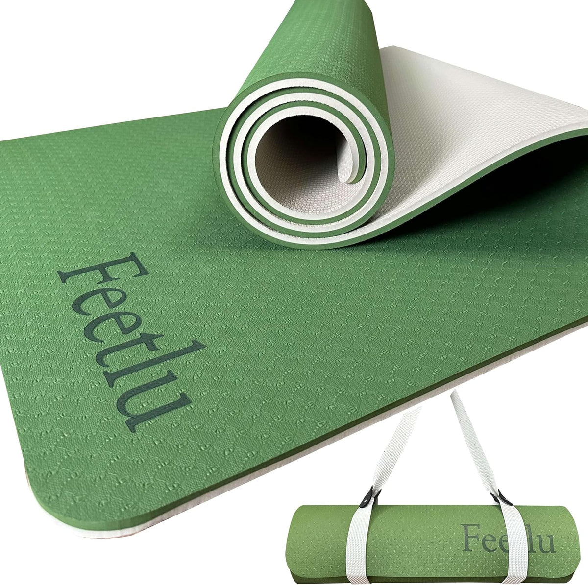 Extra Thick Yoga Mat with Carry Strap, 10mm Non-Slip Exercise Mat, 72 x 24 Inch Cushioned Workout Mat for Yoga, Pilates, Stretching & Floor Exercises