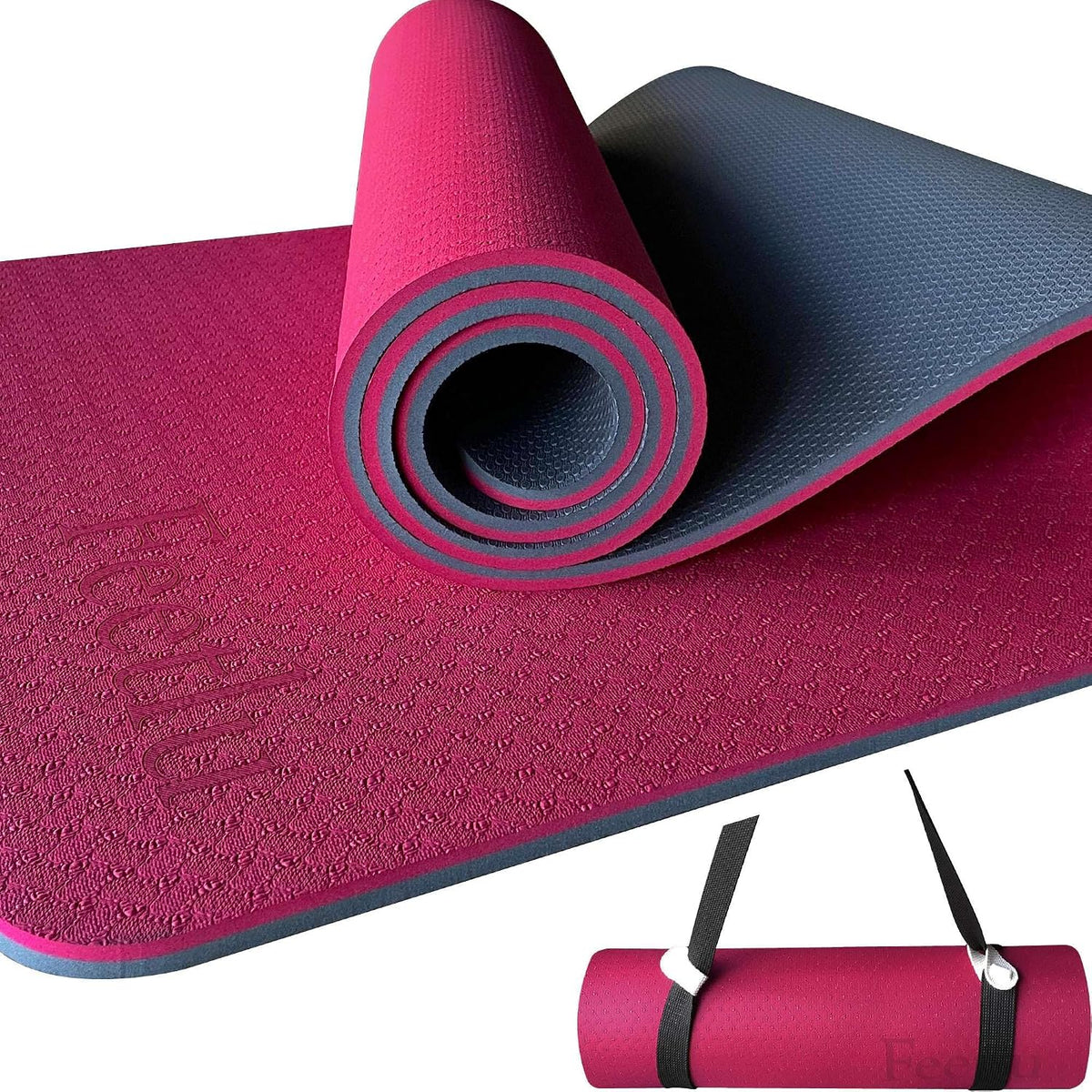 Extra Thick Yoga Mat with Carry Strap, 10mm Non-Slip Exercise Mat, 72 x 24 Inch Cushioned Workout Mat for Yoga, Pilates, Stretching & Floor Exercises
