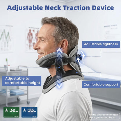 Neck Stretcher Cervical Traction - Adjustable Neck Traction Device for Spine Decompression and Pain Relief, Neck Braces for Neck Pain and Support - FSA Eligible/HSA Eligible