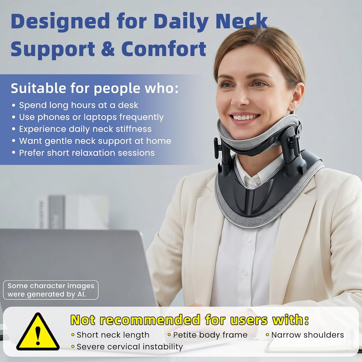 Neck Stretcher Cervical Traction - Adjustable Neck Traction Device for Spine Decompression and Pain Relief, Neck Braces for Neck Pain and Support - FSA Eligible/HSA Eligible