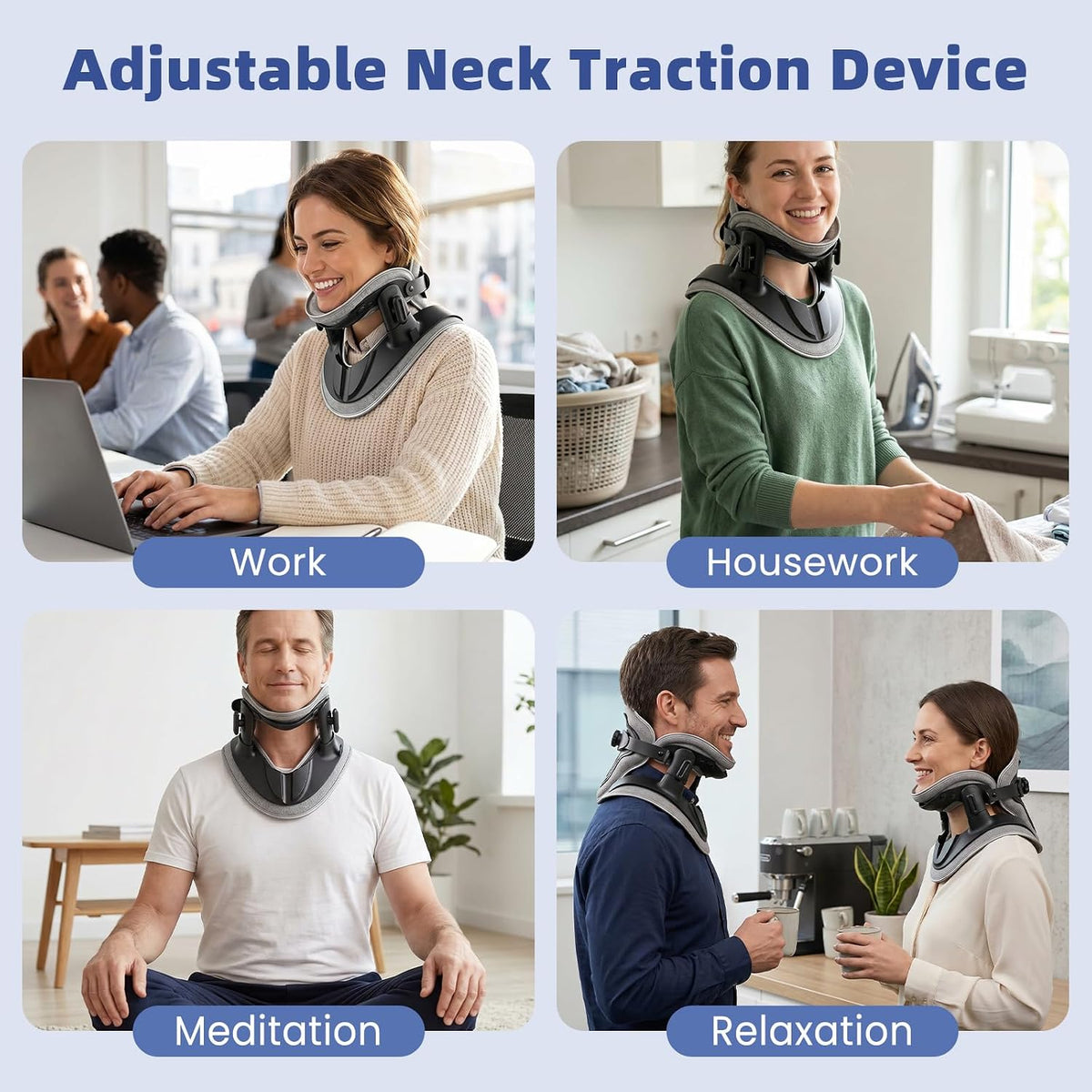 Neck Stretcher Cervical Traction - Adjustable Neck Traction Device for Spine Decompression and Pain Relief, Neck Braces for Neck Pain and Support - FSA Eligible/HSA Eligible