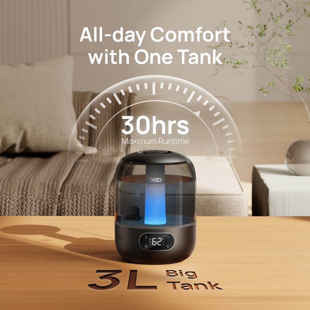 3L Humidifiers for Bedroom, 30H Runtime, 26 dB Quiet, New Edition
