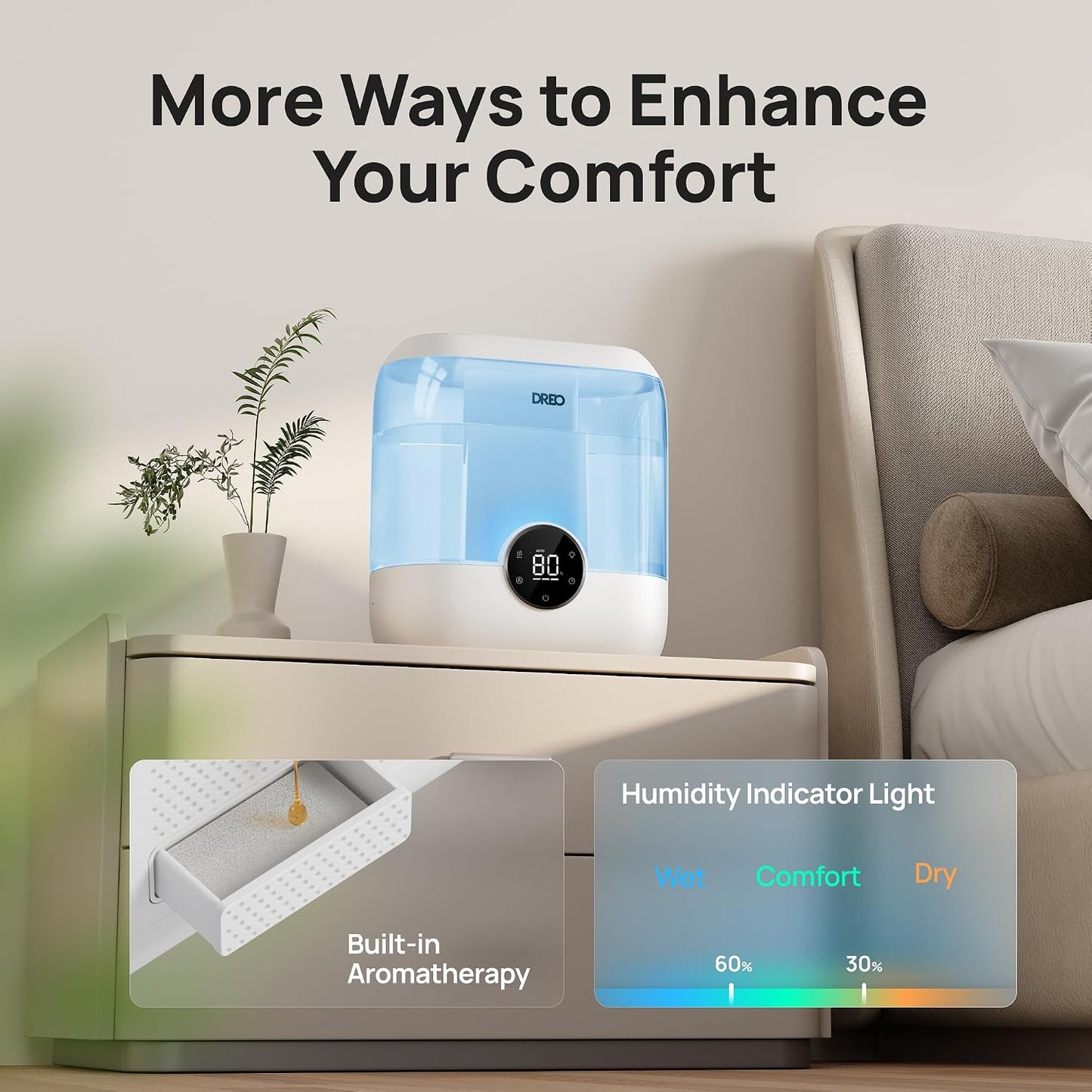3L Humidifiers for Bedroom, 30H Runtime, 26 dB Quiet, New Edition