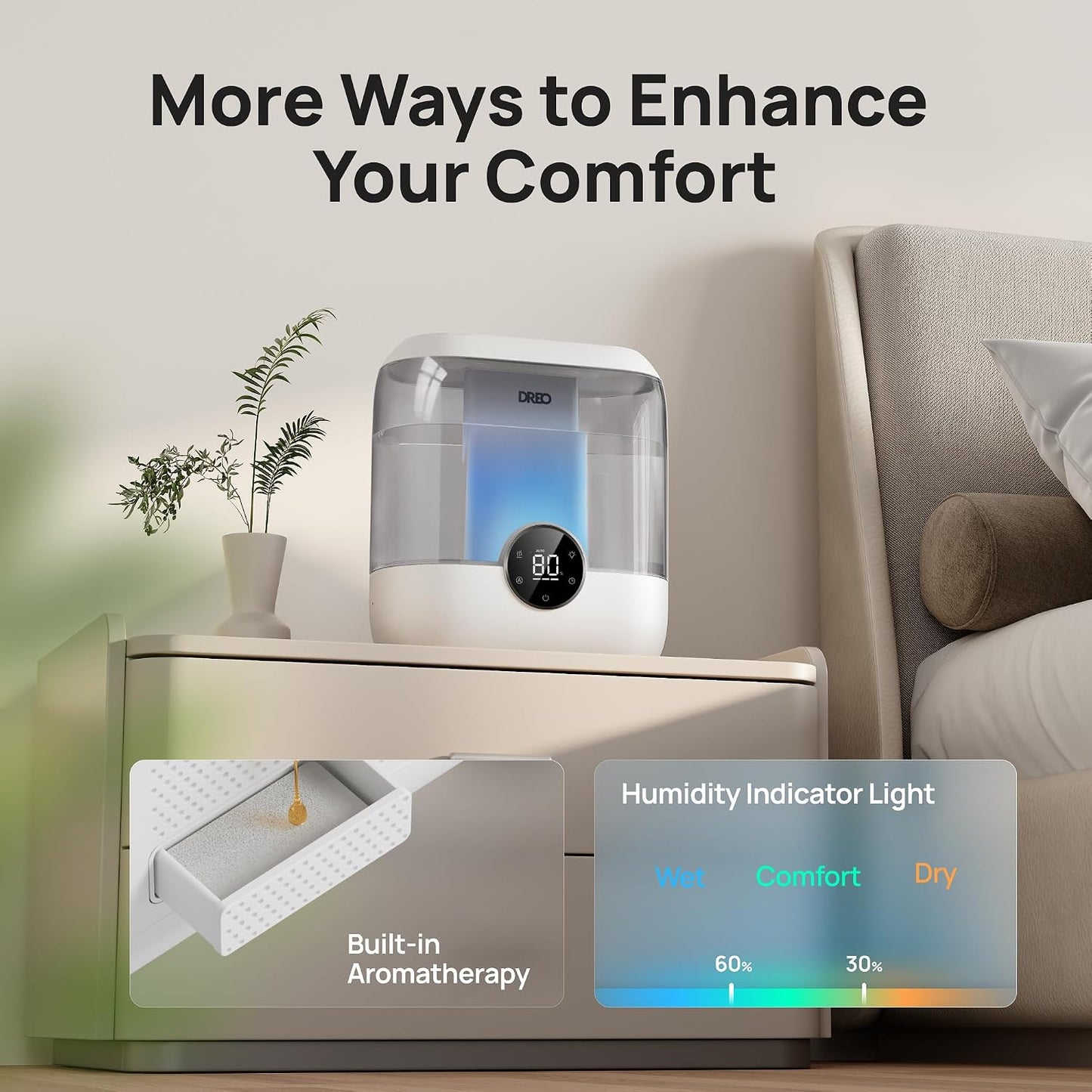3L Humidifiers for Bedroom, 30H Runtime, 26 dB Quiet, New Edition
