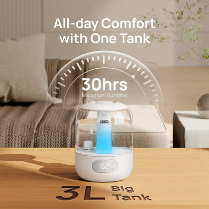 3L Humidifiers for Bedroom, 30H Runtime, 26 dB Quiet, New Edition