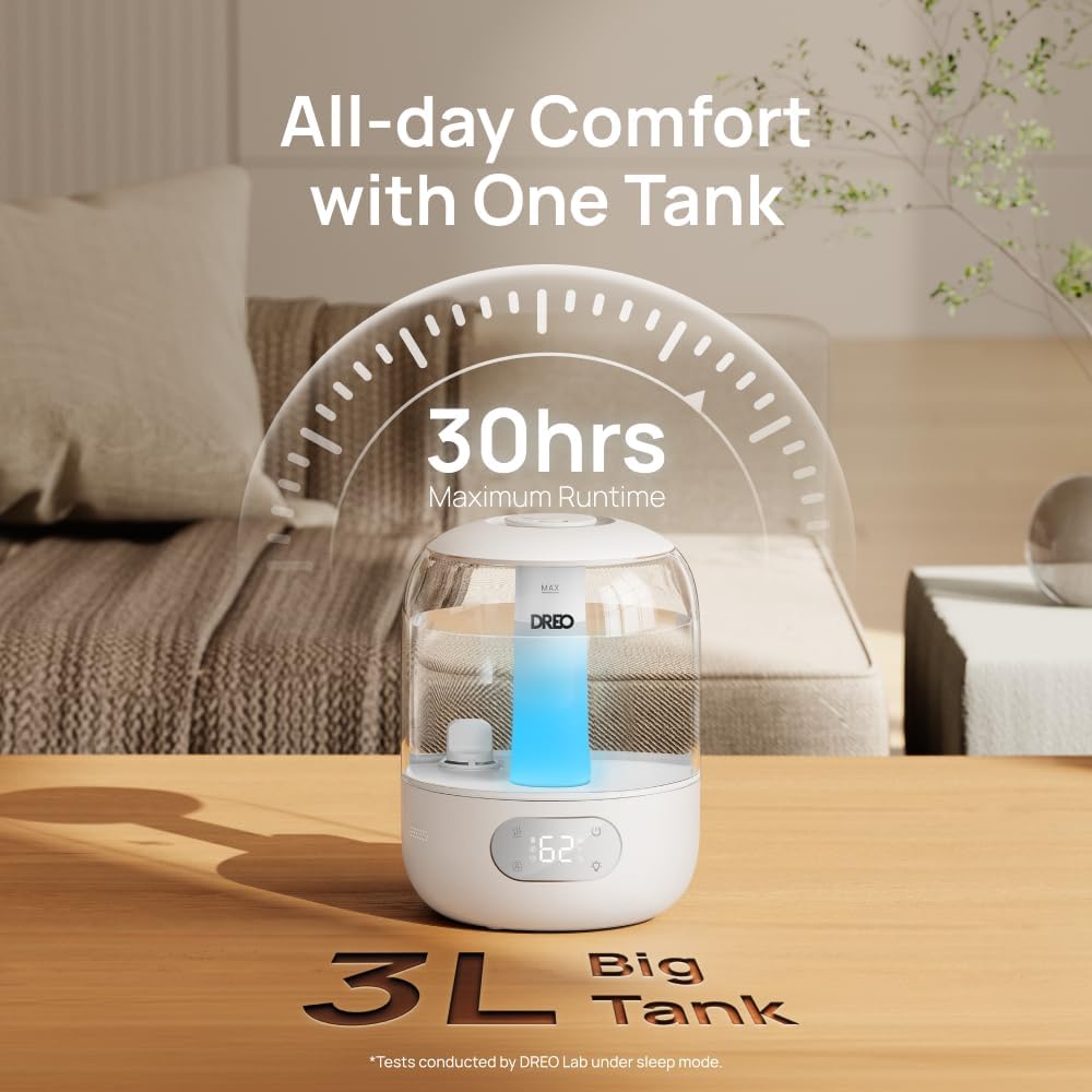 3L Humidifiers for Bedroom, 30H Runtime, 26 dB Quiet, New Edition