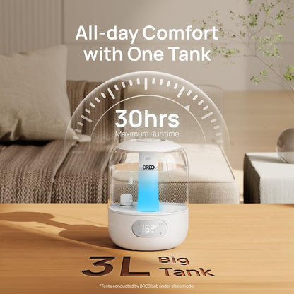 3L Humidifiers for Bedroom, 30H Runtime, 26 dB Quiet, New Edition