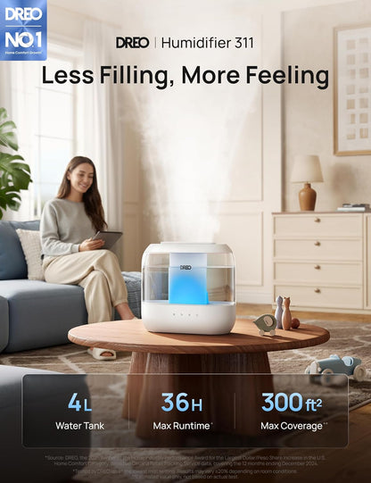 3L Humidifiers for Bedroom, 30H Runtime, 26 dB Quiet, New Edition