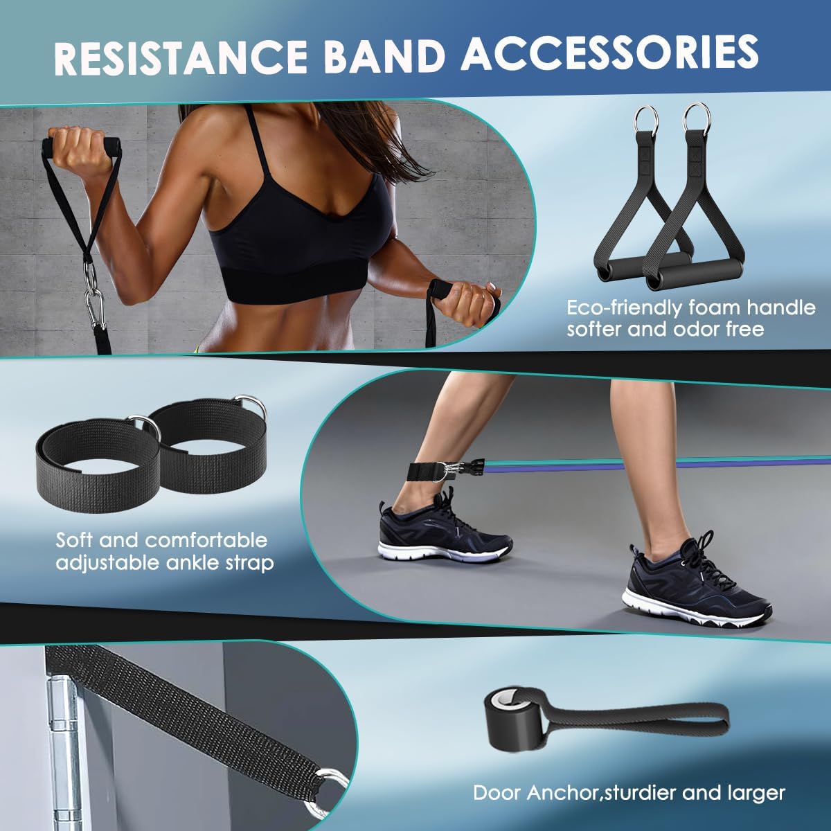 Resistance Bands, Exercise Bands with Handles, Workout Bands for Working Out, Fitness Bands Set for Home Gym Full Body Strength Training, Muscle Tone, Yoga & Stretching