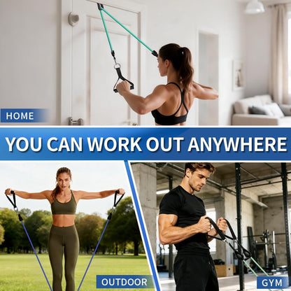 Resistance Bands, Exercise Bands with Handles, Workout Bands for Working Out, Fitness Bands Set for Home Gym Full Body Strength Training, Muscle Tone, Yoga & Stretching