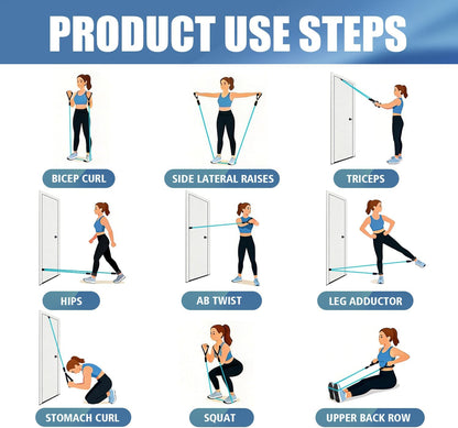 Resistance Bands, Exercise Bands with Handles, Workout Bands for Working Out, Fitness Bands Set for Home Gym Full Body Strength Training, Muscle Tone, Yoga & Stretching