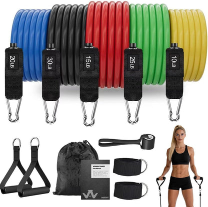 Resistance Bands, Exercise Bands with Handles, Workout Bands for Working Out, Fitness Bands Set for Home Gym Full Body Strength Training, Muscle Tone, Yoga & Stretching