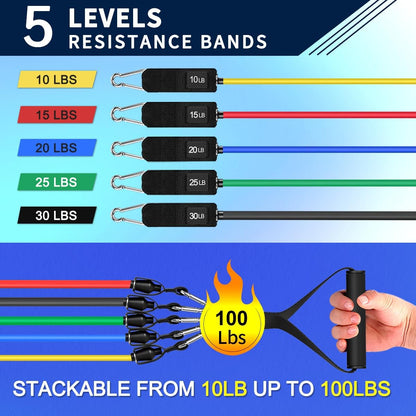 Resistance Bands, Exercise Bands with Handles, Workout Bands for Working Out, Fitness Bands Set for Home Gym Full Body Strength Training, Muscle Tone, Yoga & Stretching