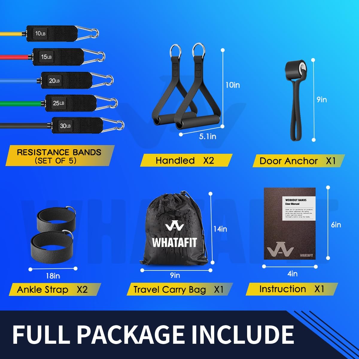 Resistance Bands, Exercise Bands with Handles, Workout Bands for Working Out, Fitness Bands Set for Home Gym Full Body Strength Training, Muscle Tone, Yoga & Stretching
