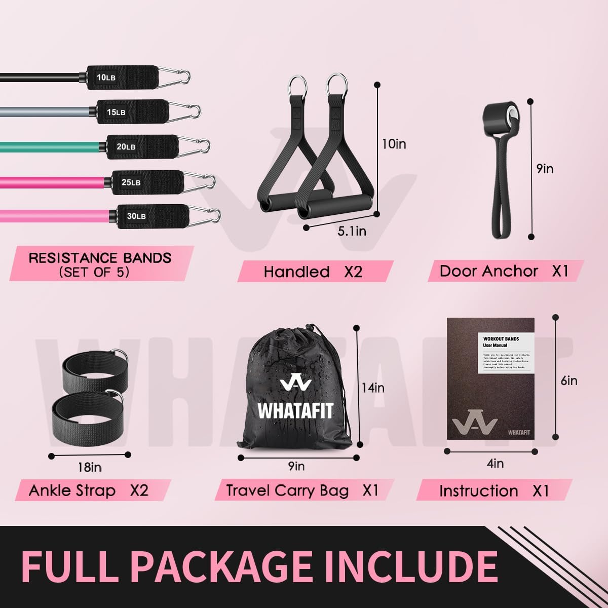Resistance Bands, Exercise Bands with Handles, Workout Bands for Working Out, Fitness Bands Set for Home Gym Full Body Strength Training, Muscle Tone, Yoga & Stretching