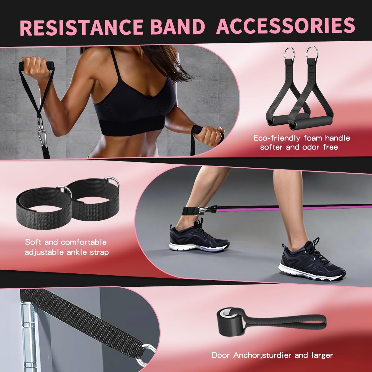 Resistance Bands, Exercise Bands with Handles, Workout Bands for Working Out, Fitness Bands Set for Home Gym Full Body Strength Training, Muscle Tone, Yoga & Stretching