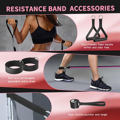 Resistance Bands, Exercise Bands with Handles, Workout Bands for Working Out, Fitness Bands Set for Home Gym Full Body Strength Training, Muscle Tone, Yoga & Stretching