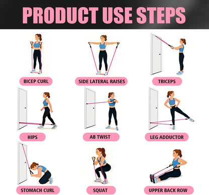 Resistance Bands, Exercise Bands with Handles, Workout Bands for Working Out, Fitness Bands Set for Home Gym Full Body Strength Training, Muscle Tone, Yoga & Stretching