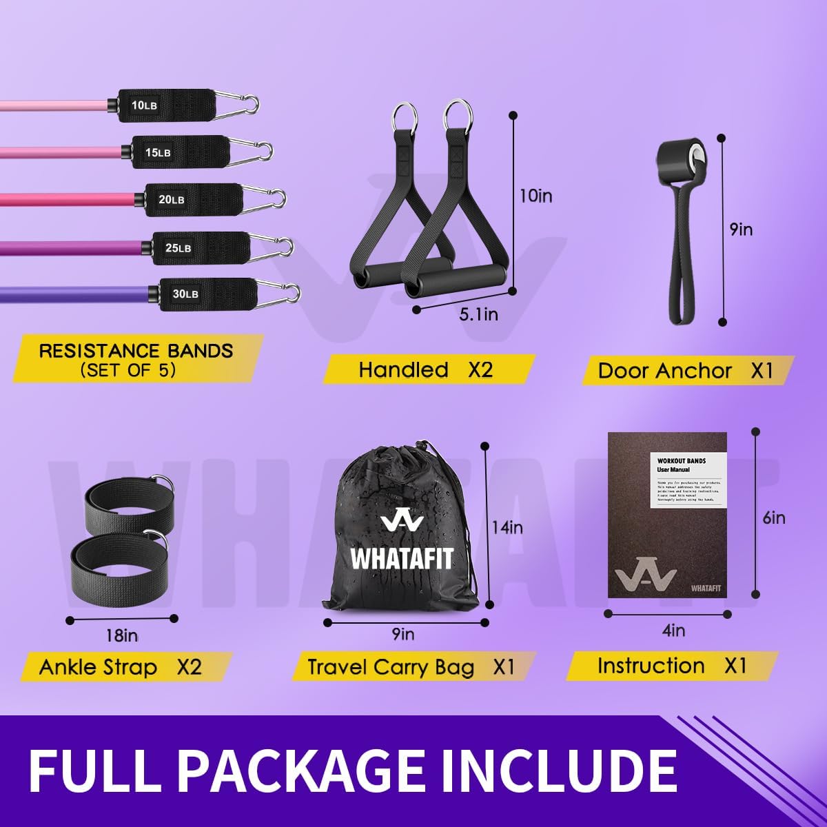 Resistance Bands, Exercise Bands with Handles, Workout Bands for Working Out, Fitness Bands Set for Home Gym Full Body Strength Training, Muscle Tone, Yoga & Stretching