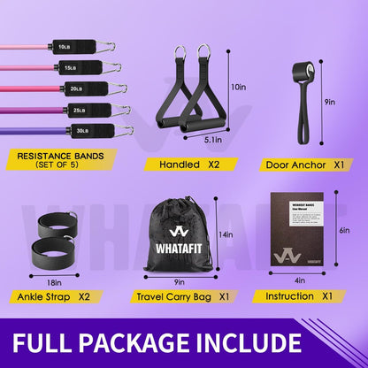 Resistance Bands, Exercise Bands with Handles, Workout Bands for Working Out, Fitness Bands Set for Home Gym Full Body Strength Training, Muscle Tone, Yoga & Stretching
