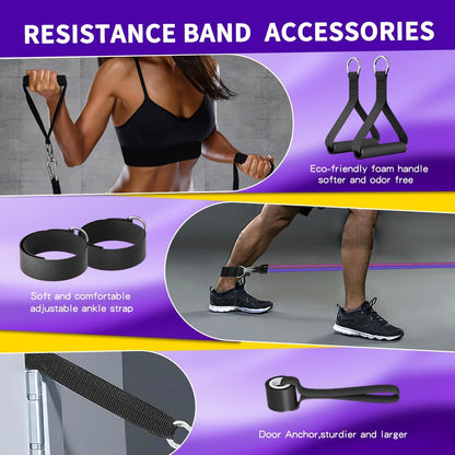 Resistance Bands, Exercise Bands with Handles, Workout Bands for Working Out, Fitness Bands Set for Home Gym Full Body Strength Training, Muscle Tone, Yoga & Stretching