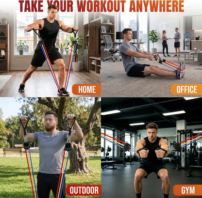 Resistance Bands, Exercise Bands with Handles, Workout Bands for Working Out, Fitness Bands Set for Home Gym Full Body Strength Training, Muscle Tone, Yoga & Stretching