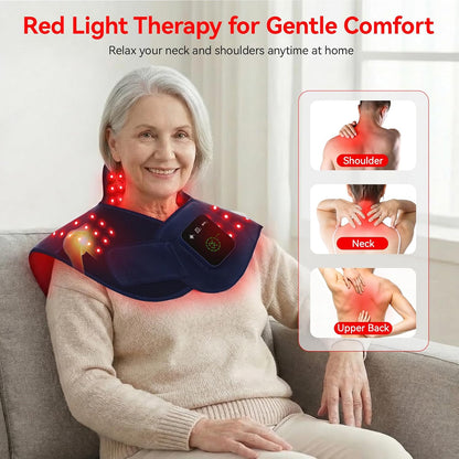 Red Light Therapy for Neck Shoulder, 660nm & 850nm Infrared Light Therapy Wrap, Cordless 5000mAh Rechargeable Light Therapy Pad with Timer & Pulse Modes for Home Use