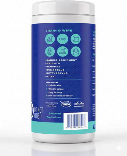 Fitness Equipment Cleaning Wipes - Perfect for Gym Equipment, Yoga Mats, Cycling Studios - Fragrance Free, 100 Count (1-Pack)