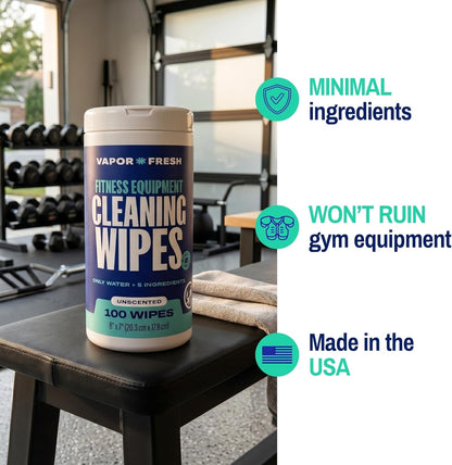 Fitness Equipment Cleaning Wipes - Perfect for Gym Equipment, Yoga Mats, Cycling Studios - Fragrance Free, 100 Count (1-Pack)