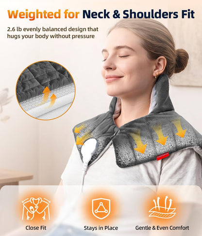 Heating Pad for Neck Shoulders Back, 2.6 Ib Weighted Heating Pad