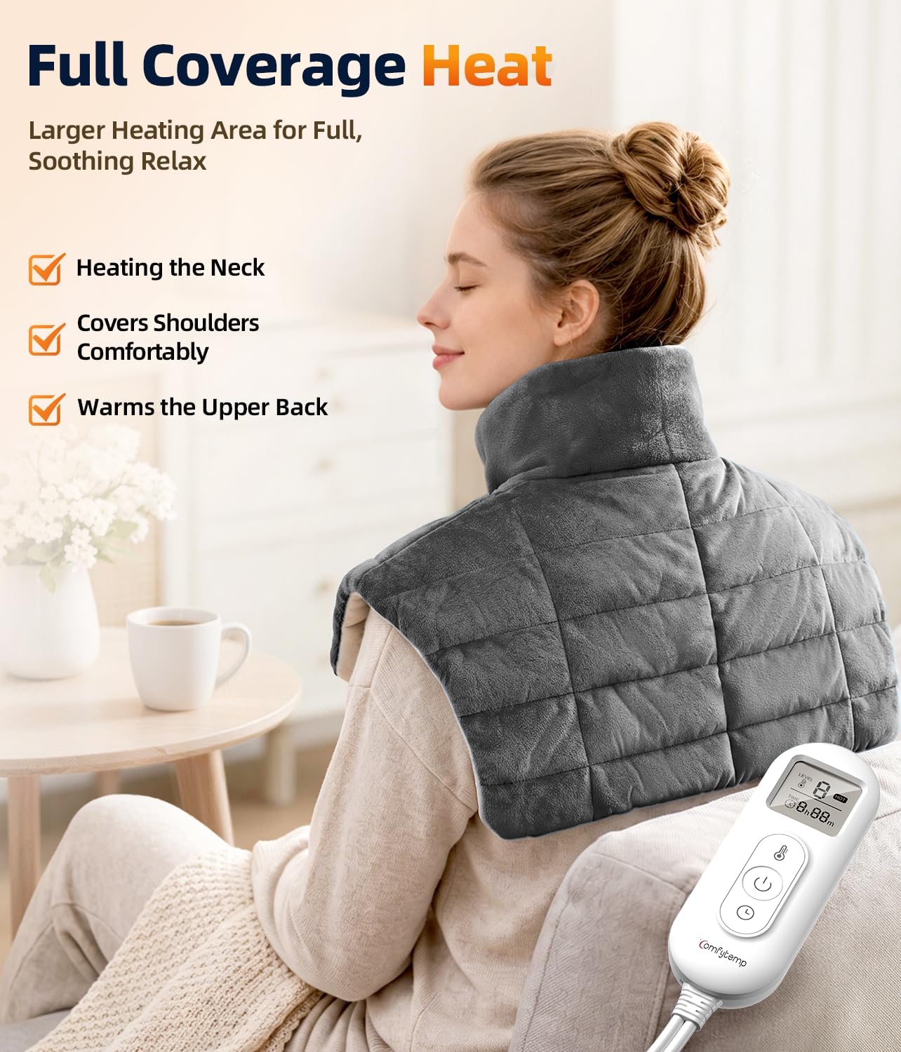 Heating Pad for Neck Shoulders Back, 2.6 Ib Weighted Heating Pad