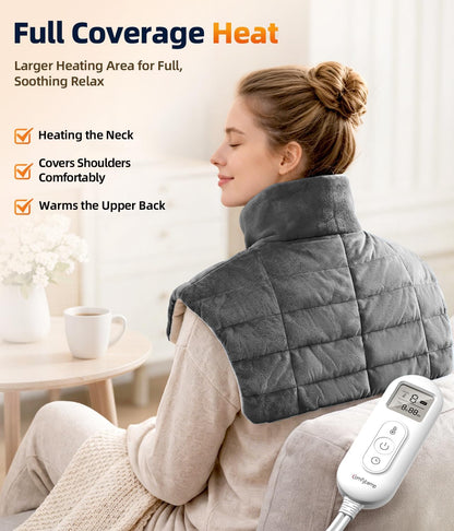 Heating Pad for Neck Shoulders Back, 2.6 Ib Weighted Heating Pad