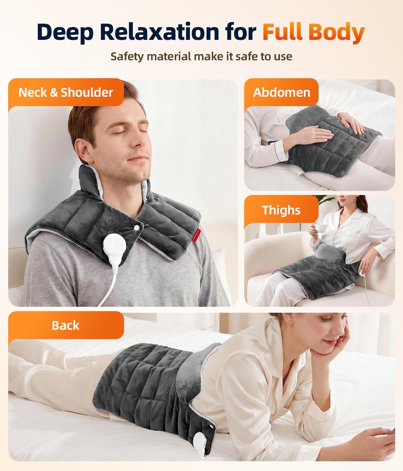 Heating Pad for Neck Shoulders Back, 2.6 Ib Weighted Heating Pad