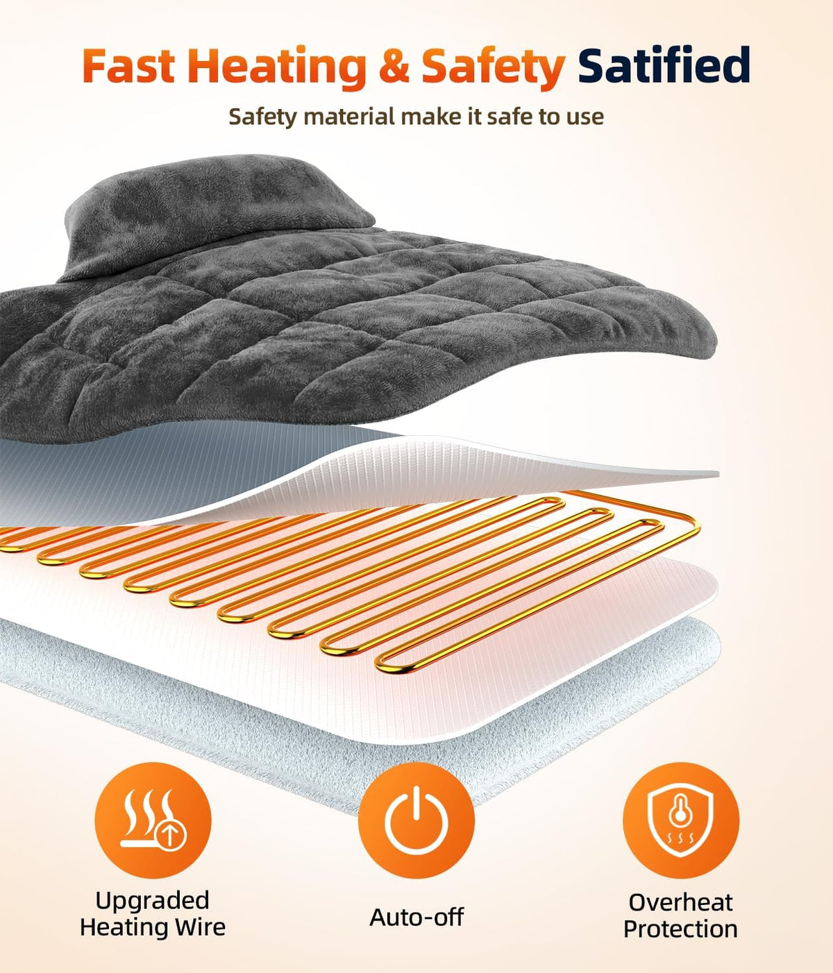 Heating Pad for Neck Shoulders Back, 2.6 Ib Weighted Heating Pad