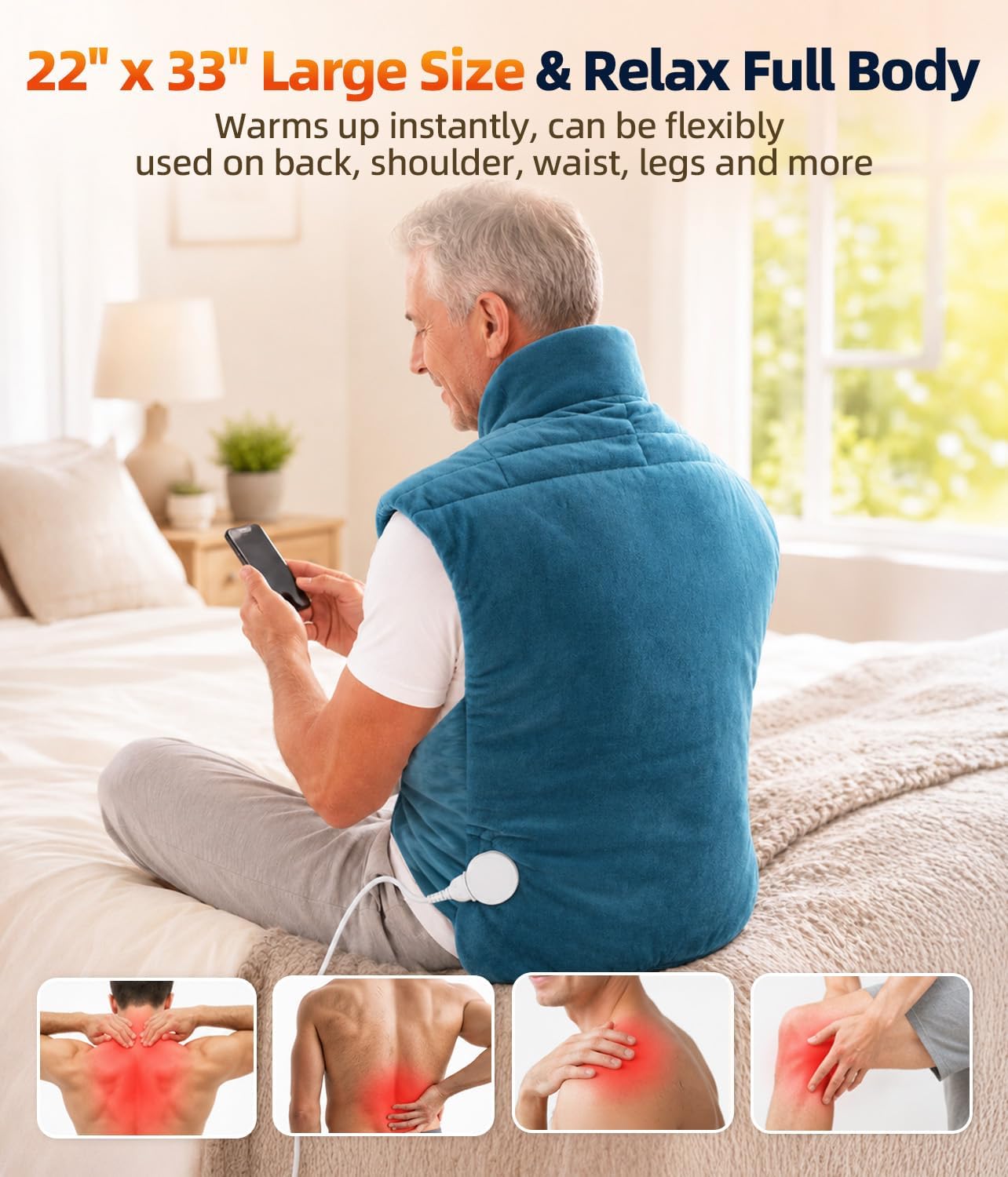 Heating Pad for Neck Shoulders Back, 2.6 Ib Weighted Heating Pad