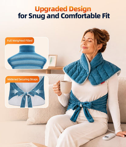 Heating Pad for Neck Shoulders Back, 2.6 Ib Weighted Heating Pad