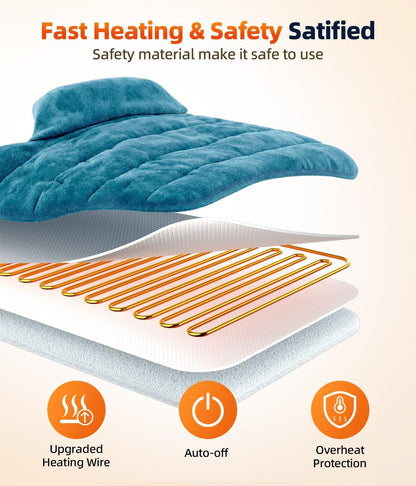 Heating Pad for Neck Shoulders Back, 2.6 Ib Weighted Heating Pad