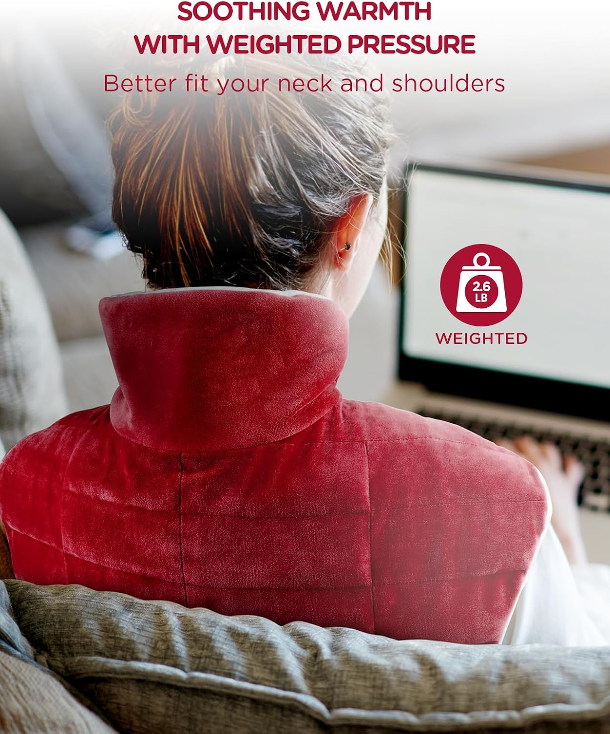 Heating Pad for Neck Shoulders Back, 2.6 Ib Weighted Heating Pad