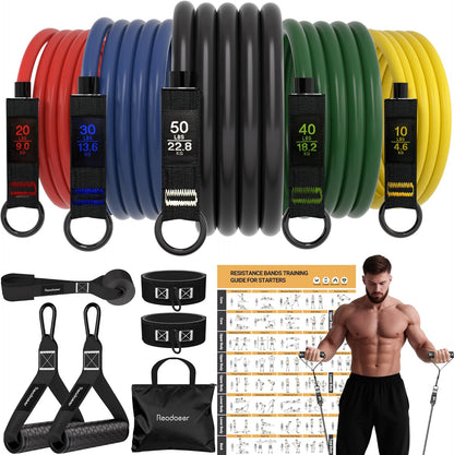 Resistance Bands, Exercise Bands for Working Out, Work Out Bands with Handles for Men and Women for Indoor and Outdoor Sports